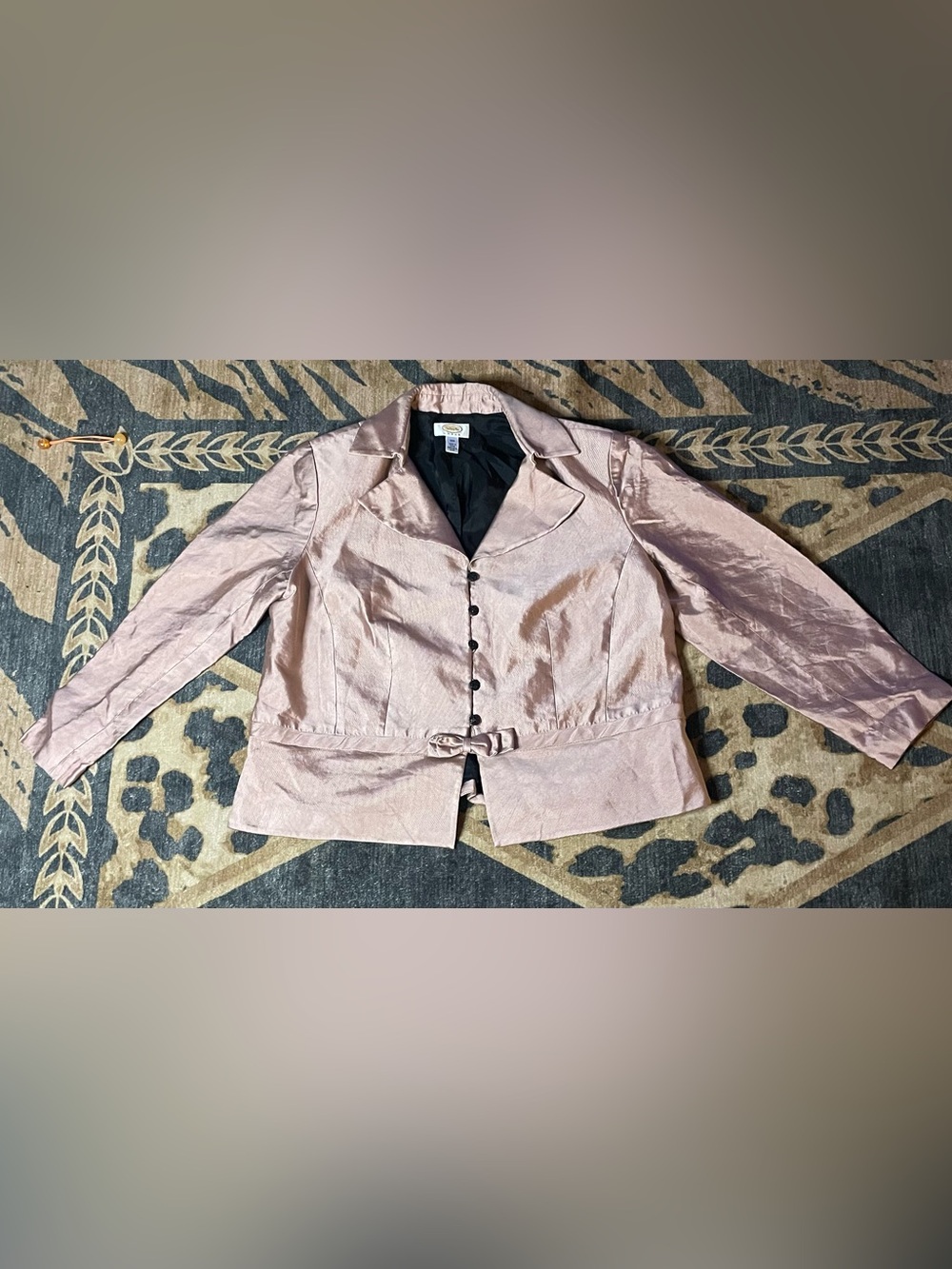 Talbots Shimmery Light Pink Women's Blazer with Waist Bow